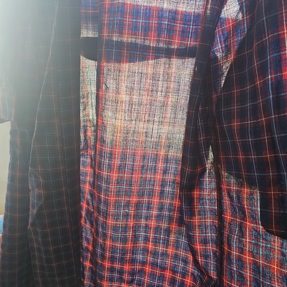 Vintage Pendleton Virgin Wool Robe Navy Red Plaid Belted Medium Portland OR #4